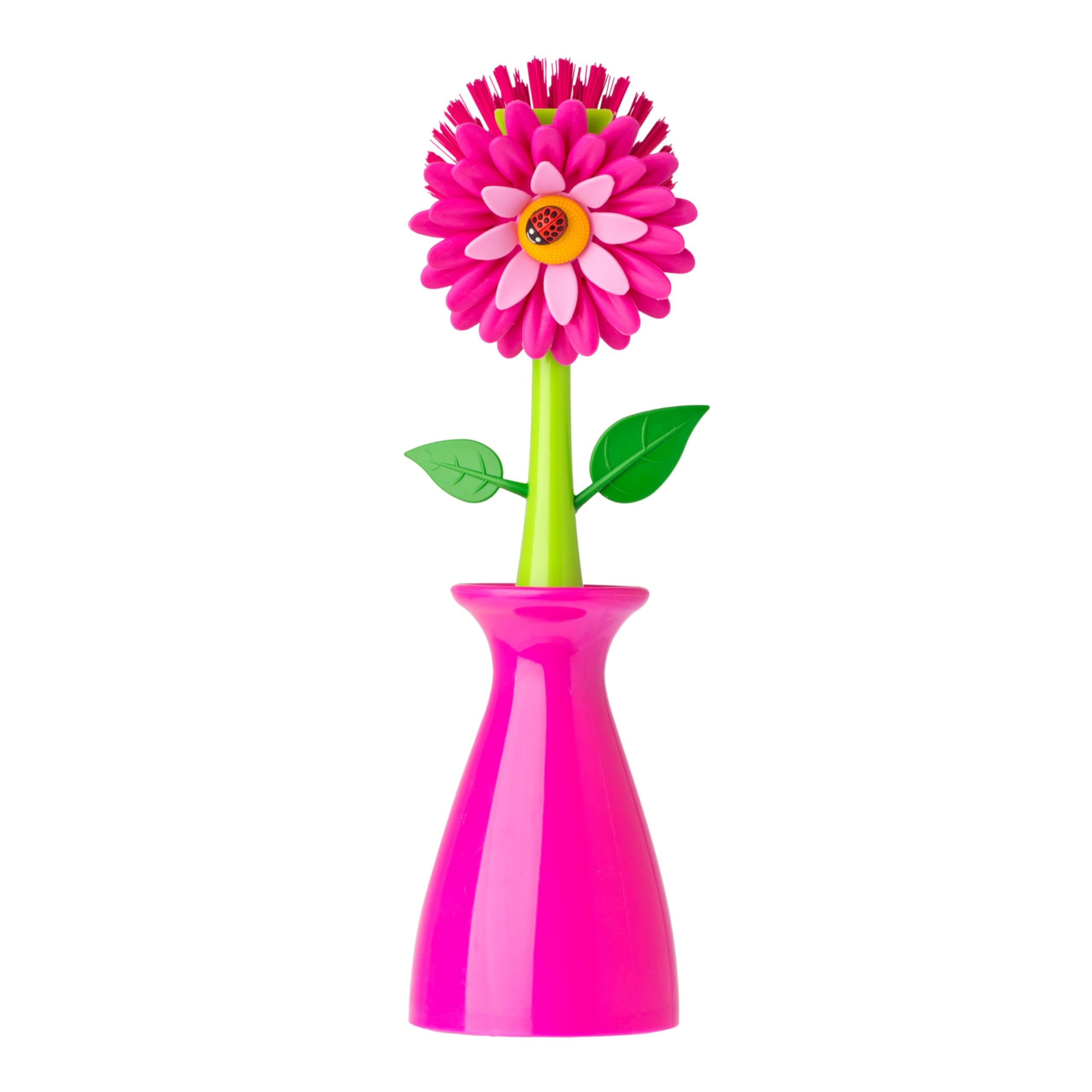 Vigar Flower Power dish brush with handle for thorough dish cleaning.