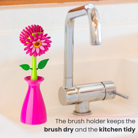 Holder on the kitchen sink with Vigar brush.