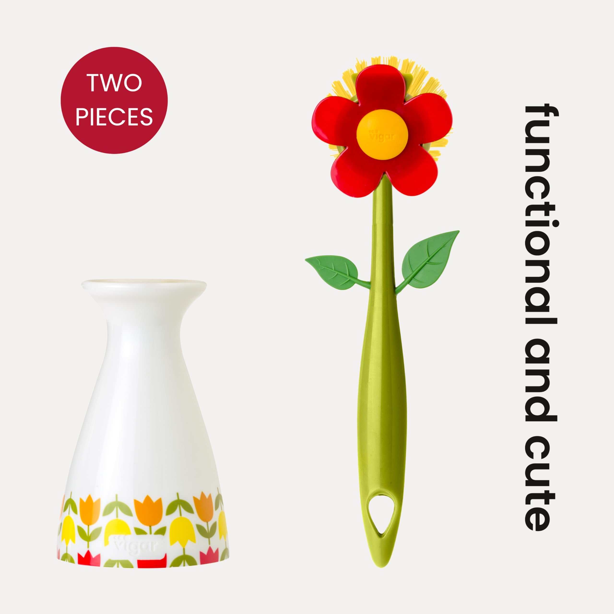 Vigar Flower Power dish brush suitable for everyday kitchen cleaning from plates to sinks