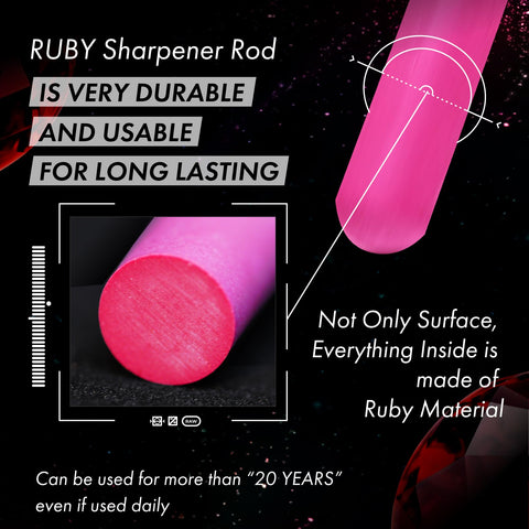VIGORCRAFT Ruby Sharpener Rod with ergonomic non-slip handle