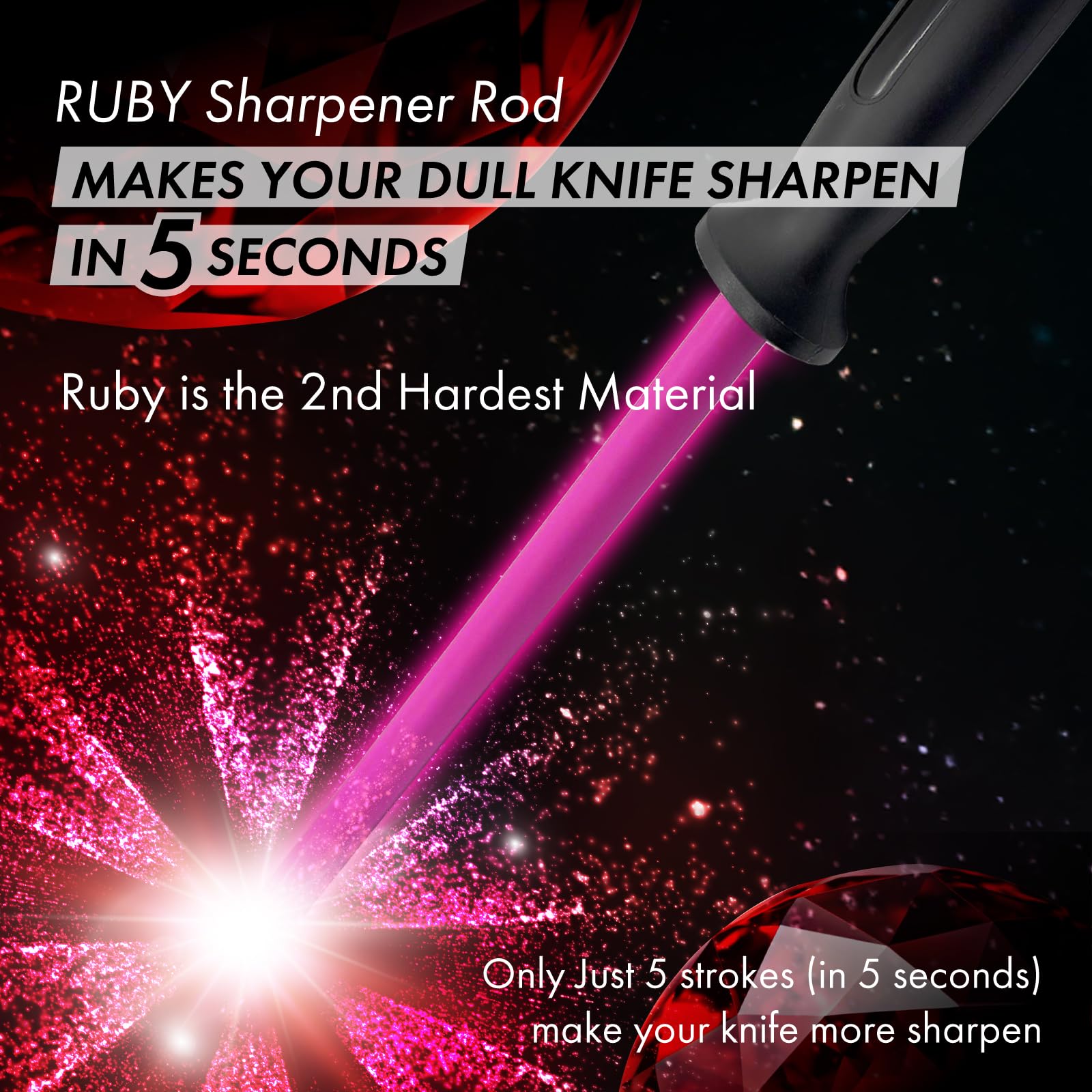 VIGORCRAFT Ruby Sharpener Rod in use sharpening a Japanese knife