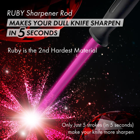 VIGORCRAFT Ruby Sharpener Rod in use sharpening a Japanese knife