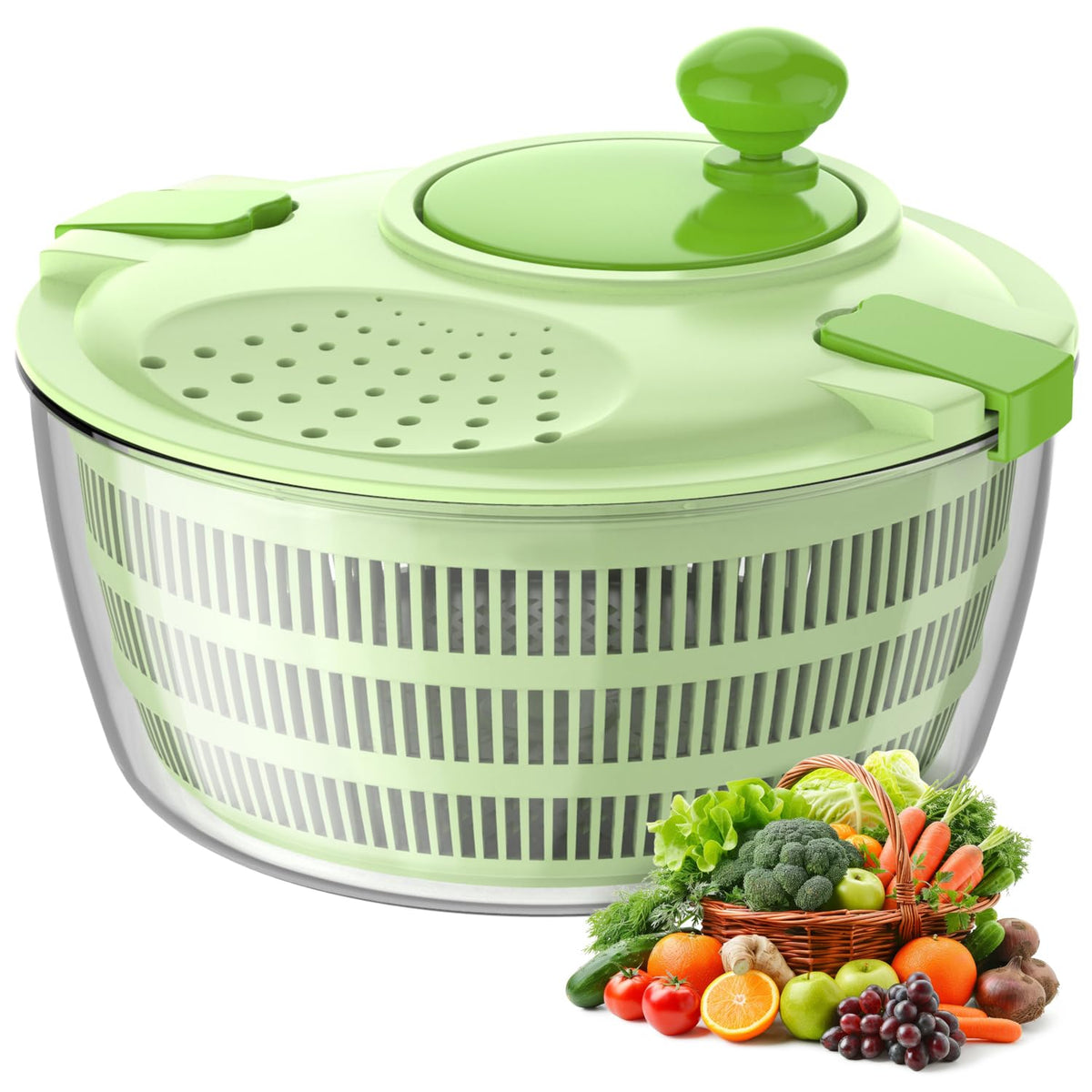 Vihoom salad spinner with bowl and lid for quick washing and drying greens
