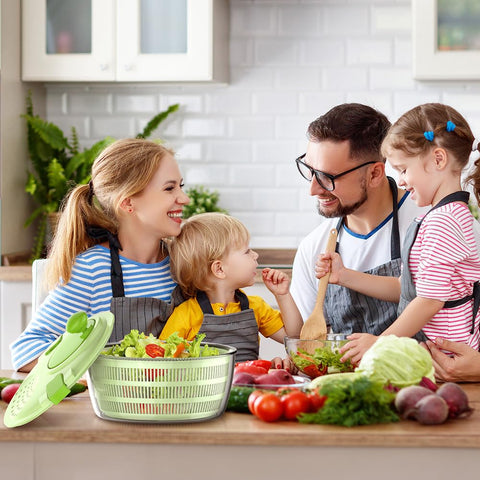 Vihoom salad spinner with non-slip base stays steady on countertops