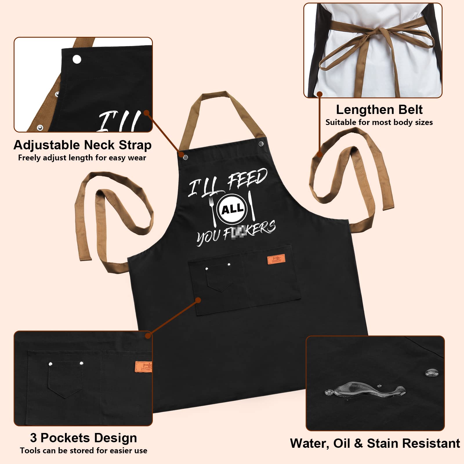 VIISPIRIT Unisex apron showing full coverage (27x31 inches)