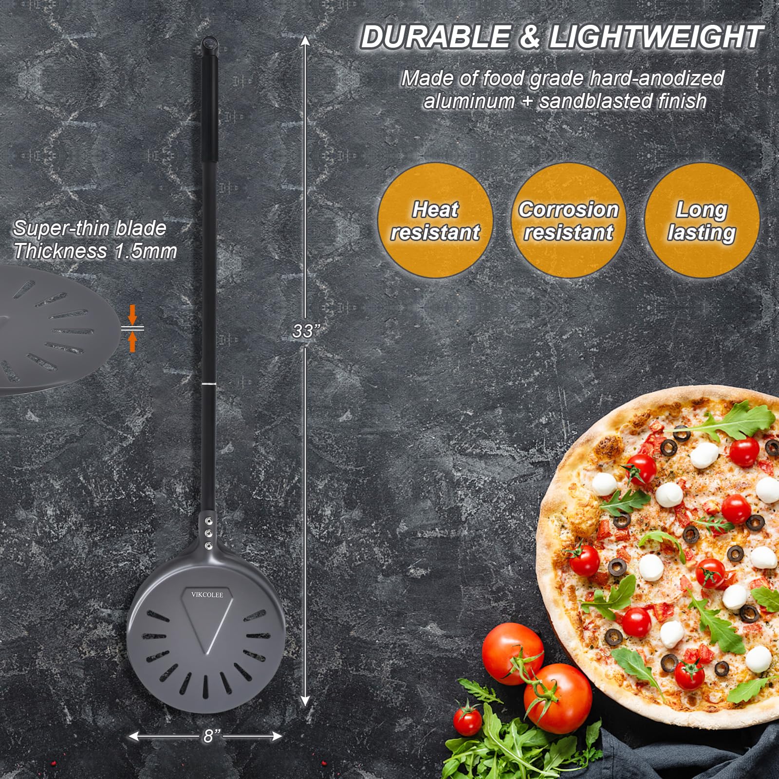 VIKCOLEE gift-ready pizza peel for holidays and birthdays.