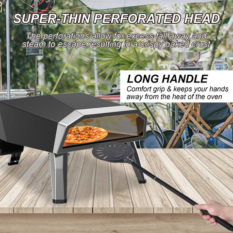 VIKCOLEE long handle enhances safety and precision when spinning pizza.