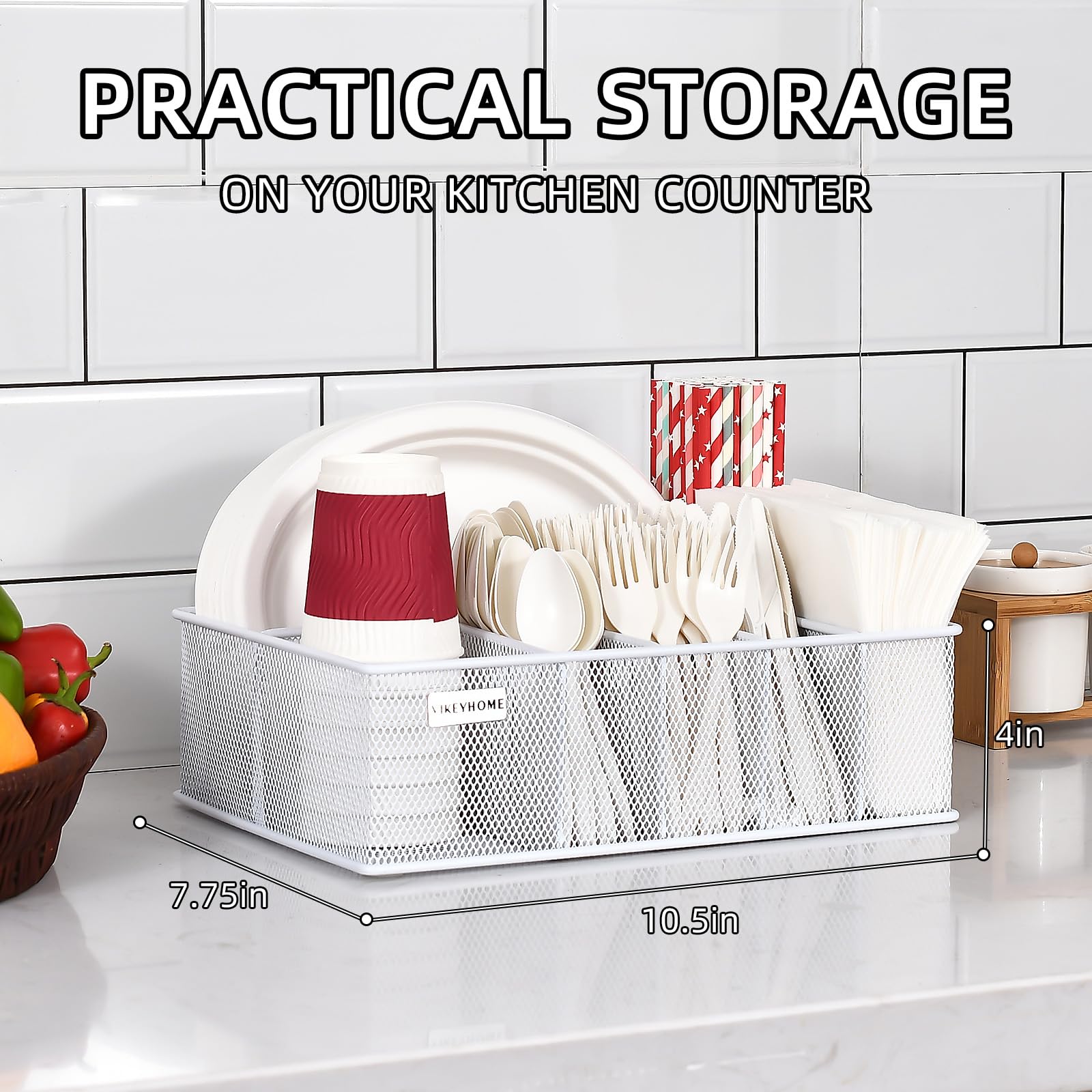 VIKEYHOME napkin holder section keeps napkins neatly organized for quick access.
