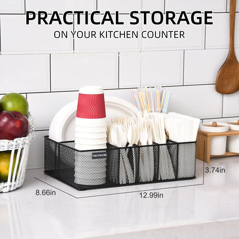 VIKEYHOME napkin holder organizer accommodates 6/7 inch plates for versatility
