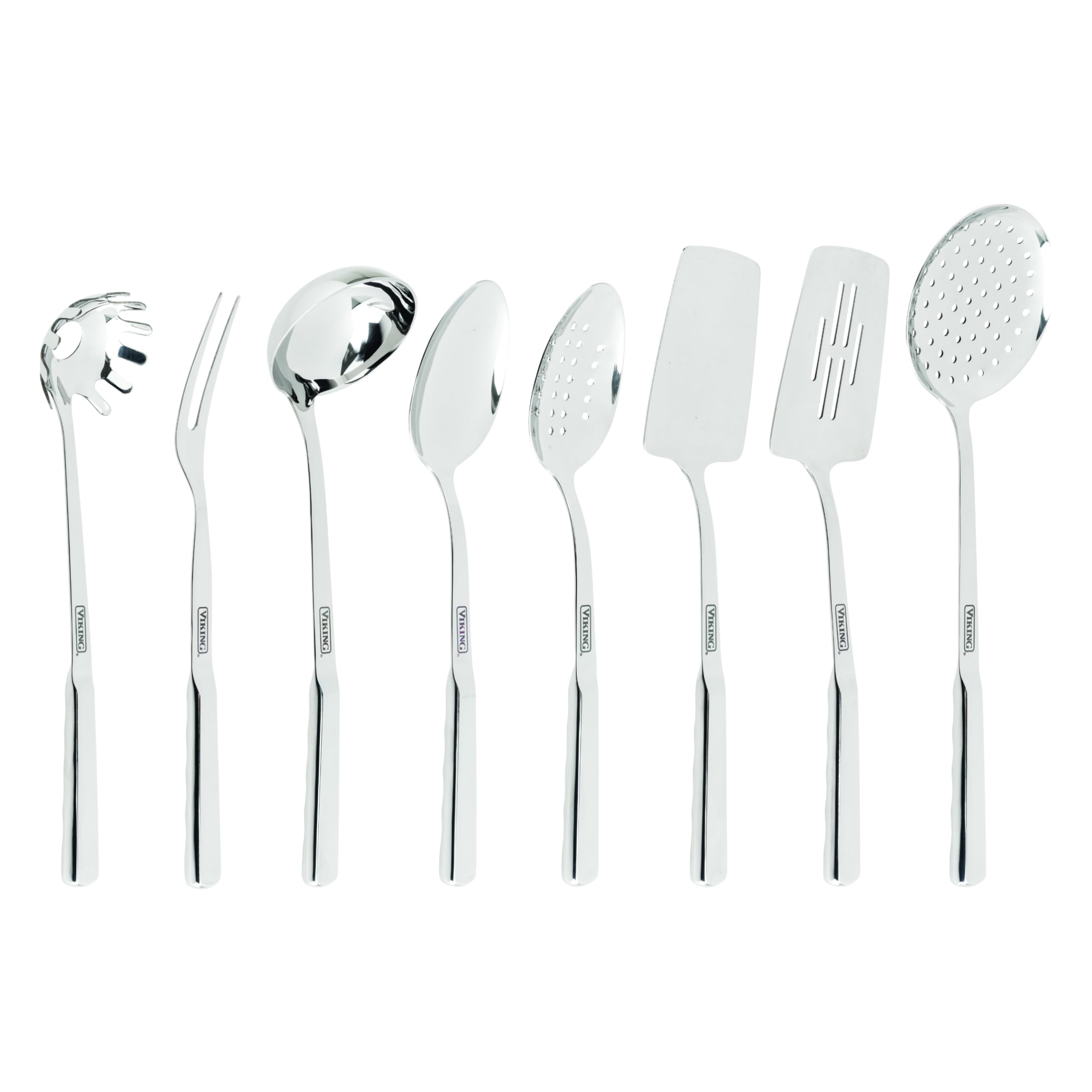 Viking 8 piece set slotted spoon for draining liquids while cooking