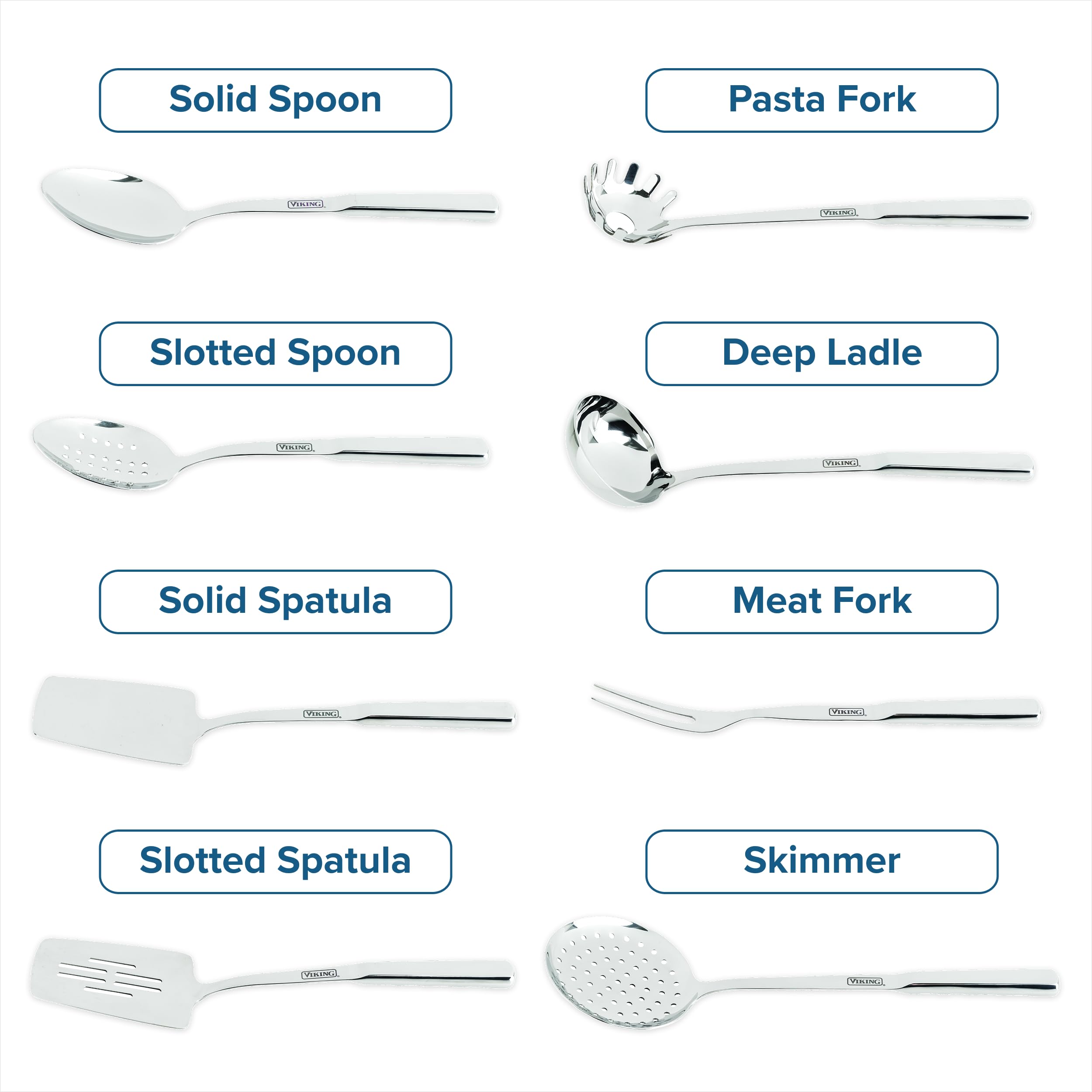 Viking 8 piece set solid spatula for sturdy scooping