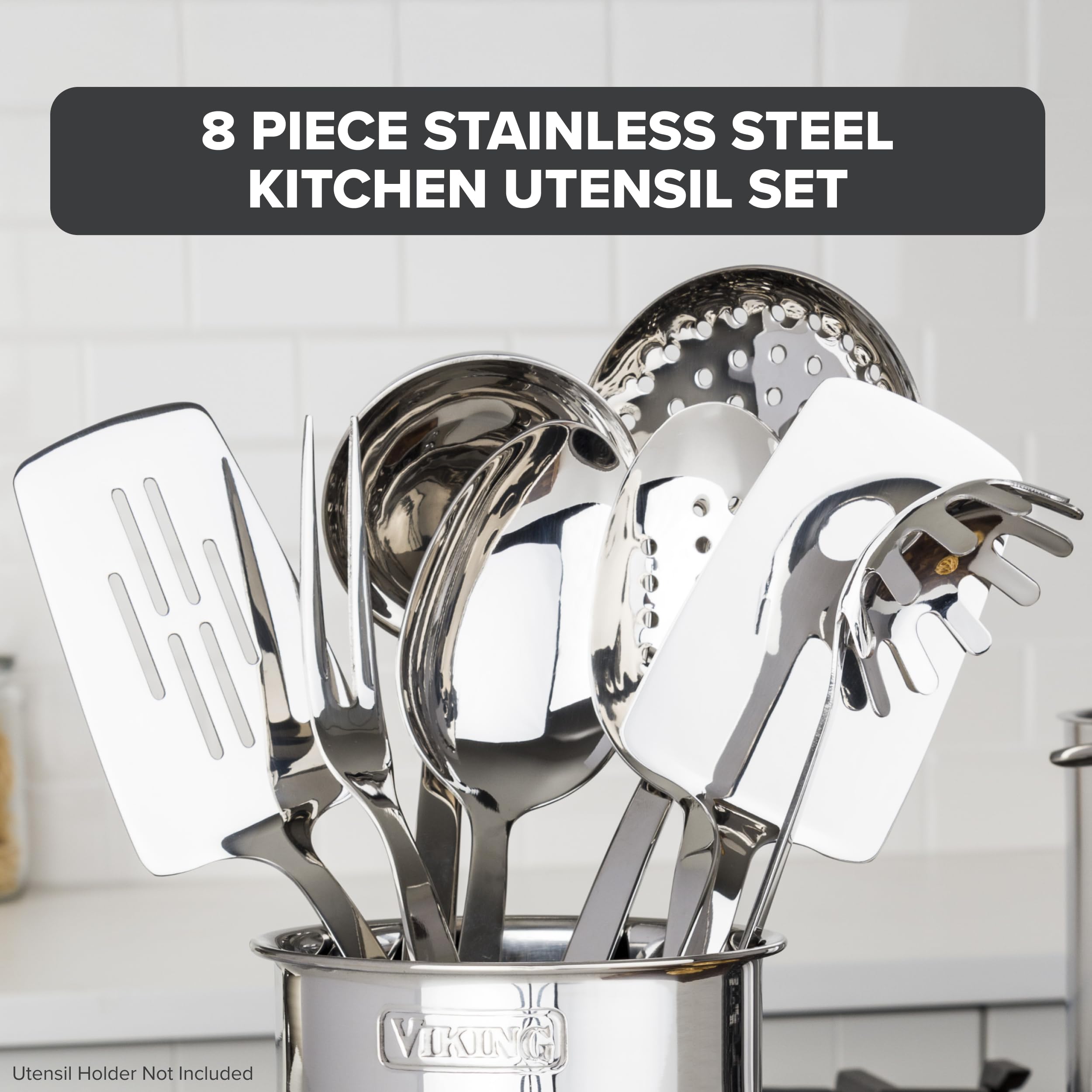 Viking 8 piece set solid spoon for stirring and serving
