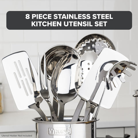 Viking 8 piece set solid spoon for stirring and serving