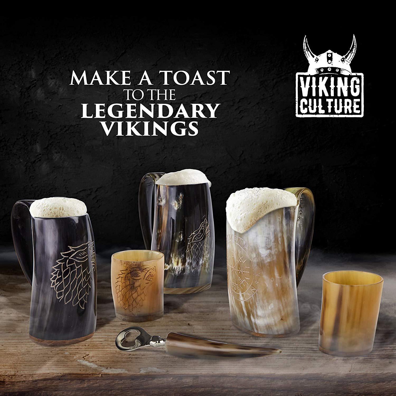 Viking Culture engraved horn mug adds authentic character to home bars