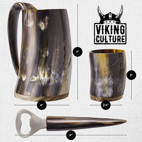 Viking Culture medieval drinkware decor enhances bar or man cave ambiance.