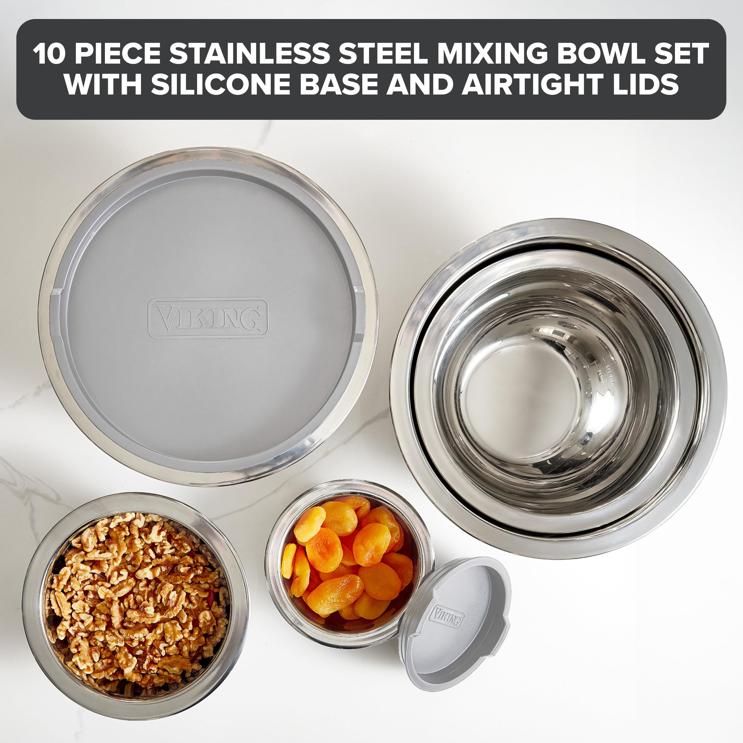 Viking 1.5-quart mixing bowl with non-slip base for stable prep.
