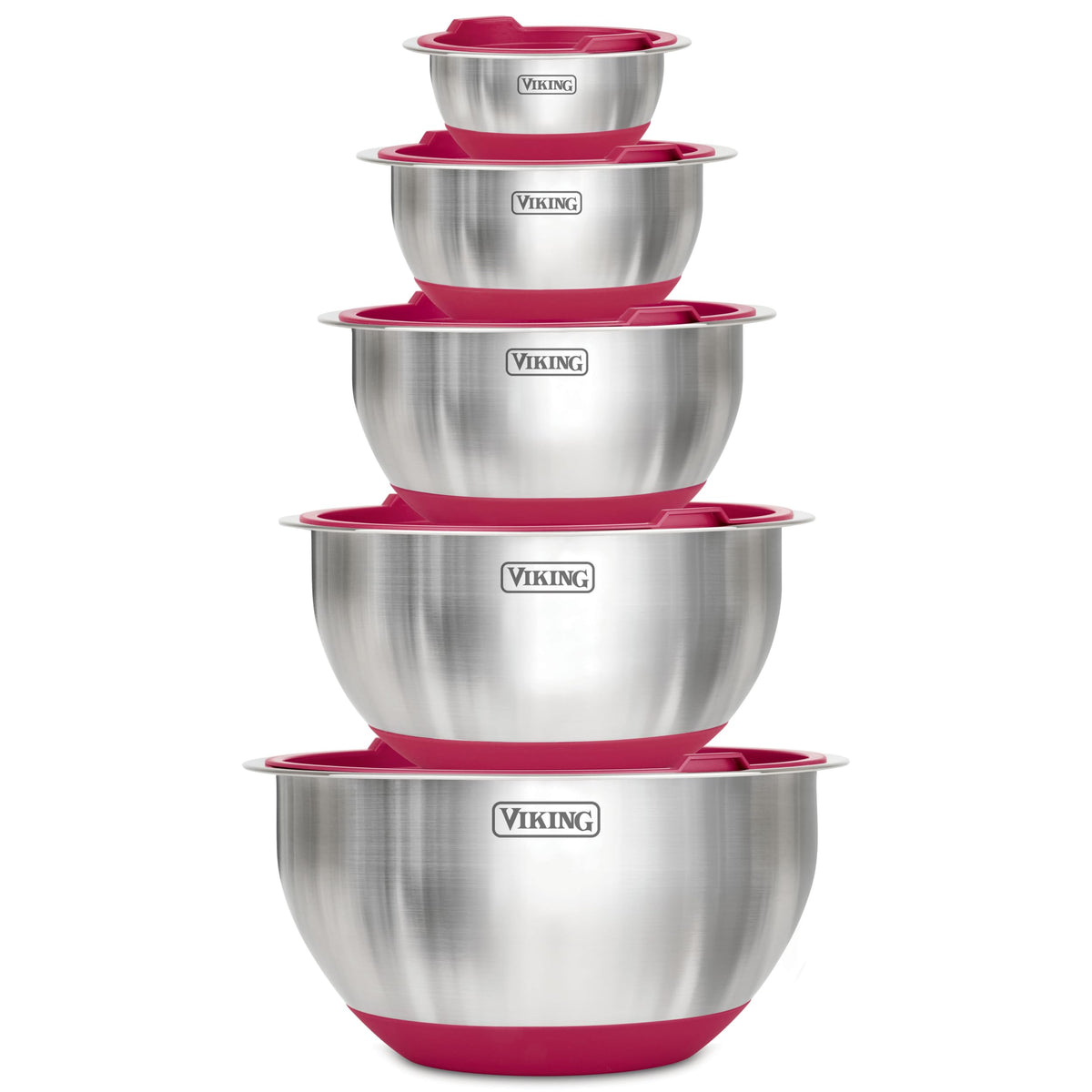 Viking 10-piece mixing bowls with tight lids for organized meal prep.