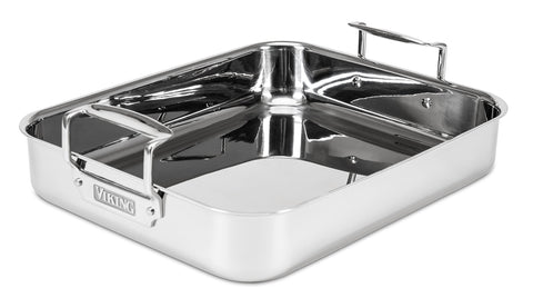 Viking 16x13-inch pan fits up to a 25-pound turkey for holiday meals.
