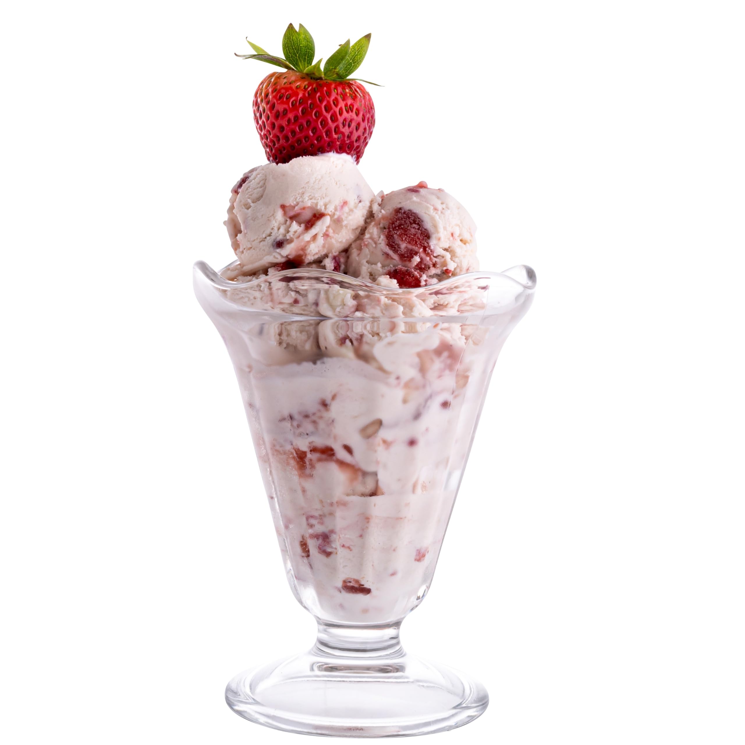 Vikko glass footed ice cream cups set of six with tulip design for elegant sundaes.