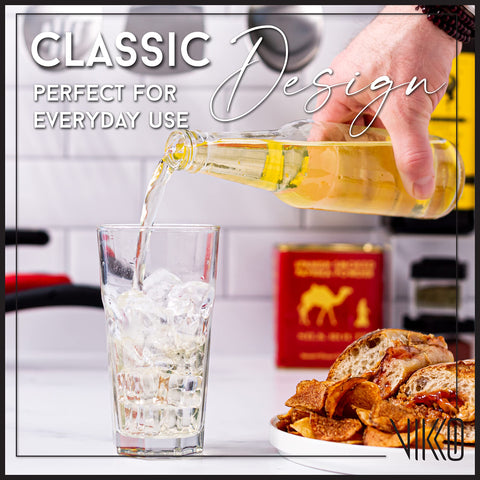 Vikko 11oz tumblers are versatile for water, juice, or mixed drinks.