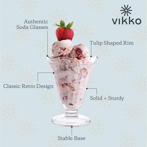 Vikko footed sundae glass with tulip design enhances layered desserts.