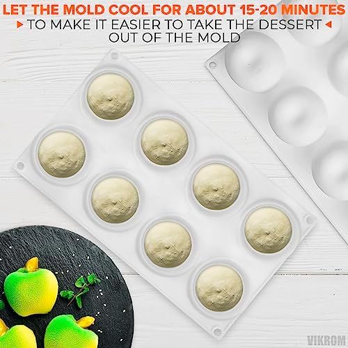 VIKROM 8-cavity apple mold cake release features easy pop-out of mini desserts.