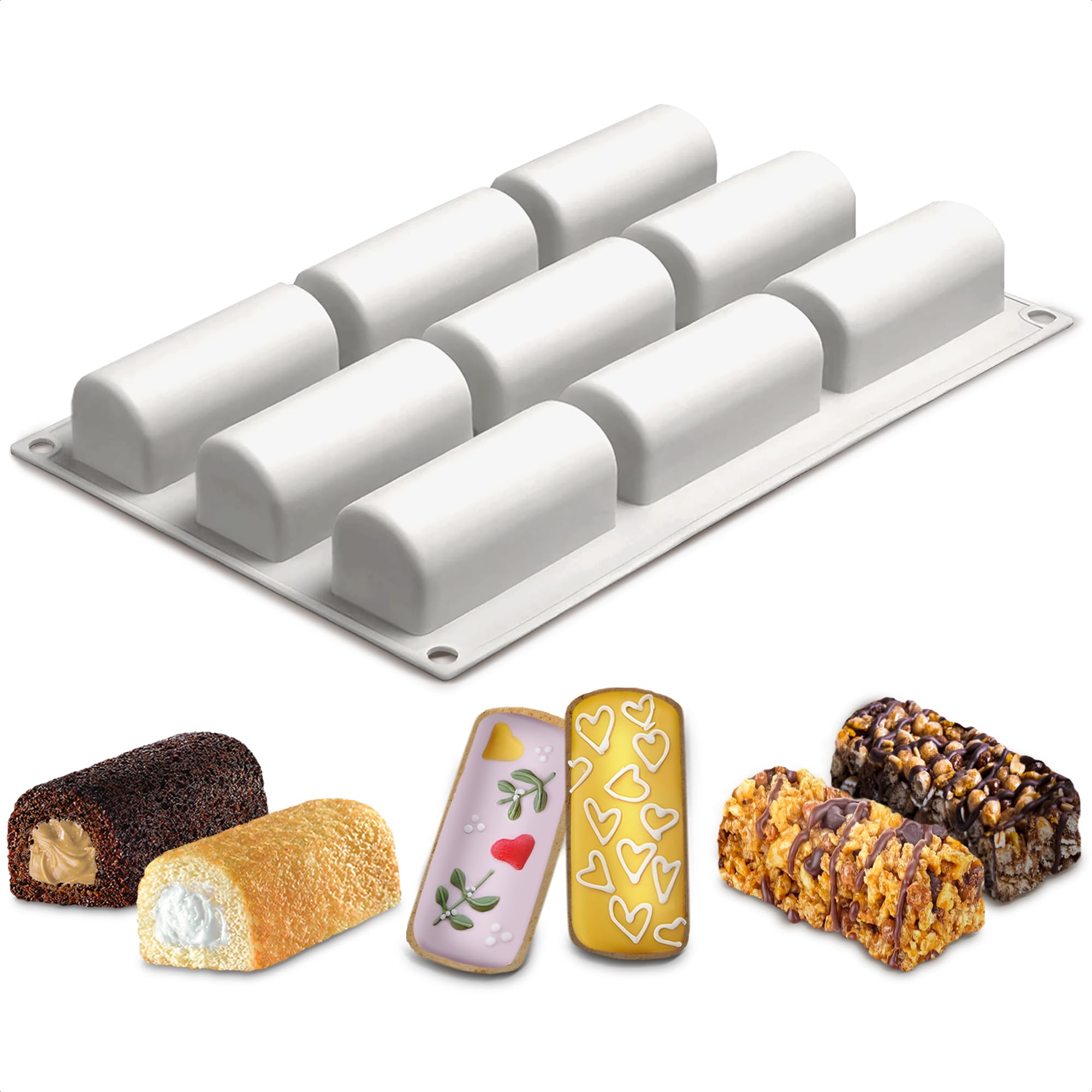 VIKROM 9-cavity silicone roll mold with easy-release for uniform portions.