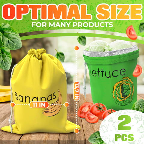 VIKROM lettuce bag with breathable fabric preserves leafy greens longer.