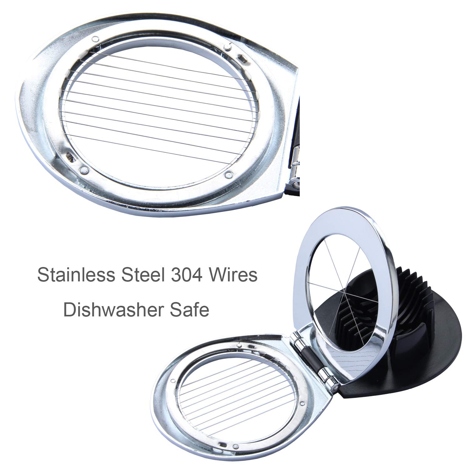 Vila KuChe egg slicer press-action demonstrates easy 2-in-1 use.