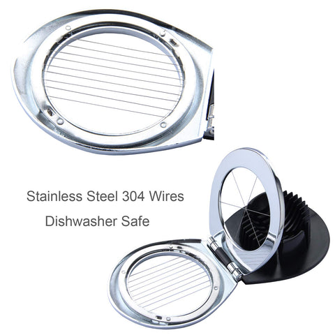 Vila KuChe egg slicer press-action demonstrates easy 2-in-1 use.