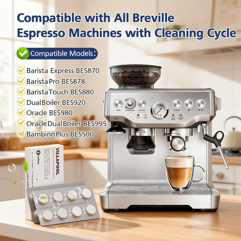 VILLAPOOL BEC250 tablet close-up for Breville cleaning cycles.