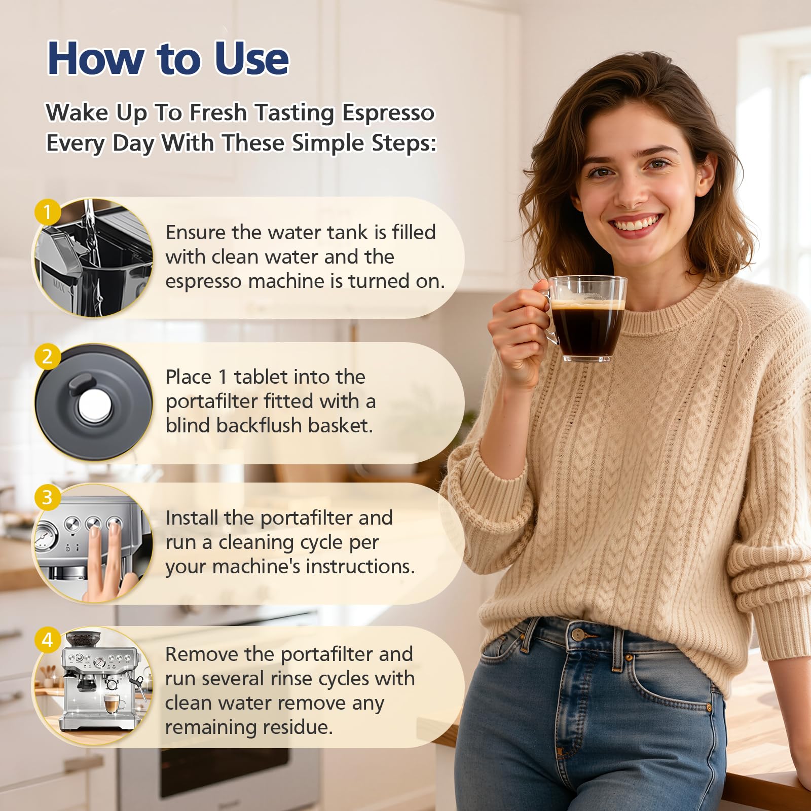 VILLAPOOL tablets remove coffee oils for cleaner espresso machines.