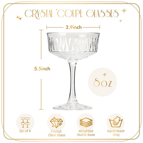 VIMERPA crystal art-deco coupe with 3D facets for impressive cocktail presentations.