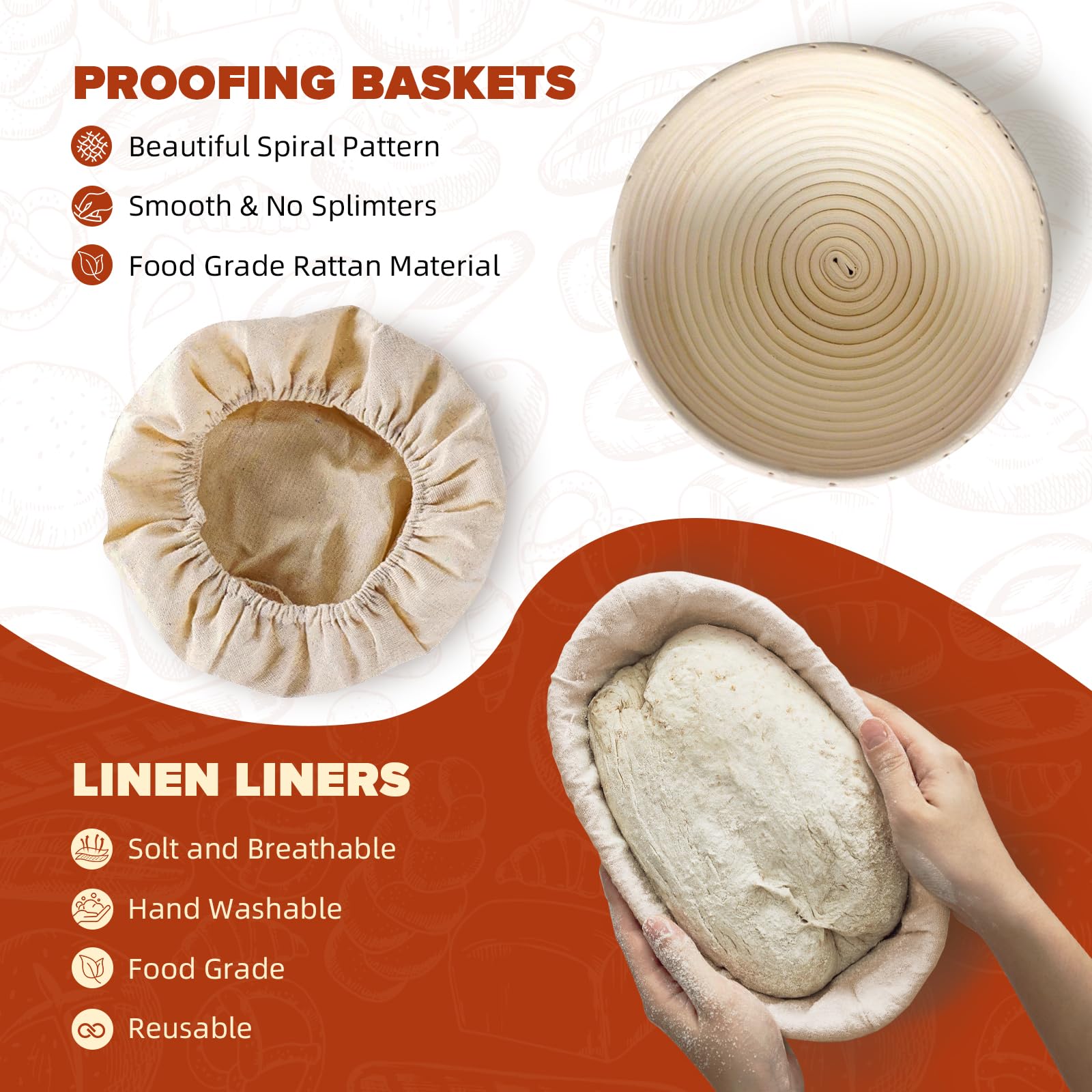 VIMERPA oval banneton 10-inch proofing basket for balanced proofing