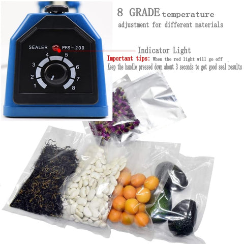 VIMI Impulse heat sealer side view highlighting compact, space-saving design.