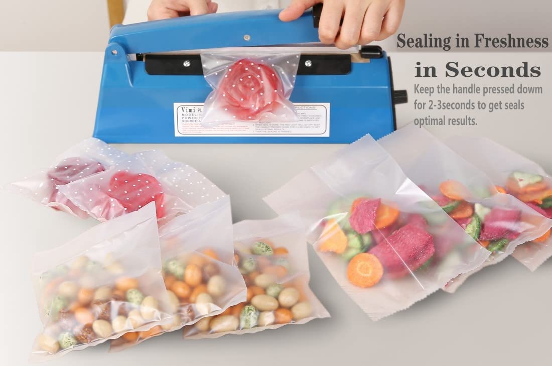VIMI Impulse heat sealer top controls demonstrate easy temperature adjustment.