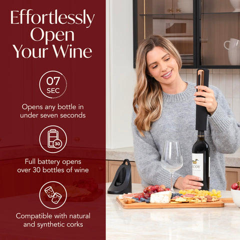 VIN FRESCO rose-gold and black electric corkscrew opens bottles with ease