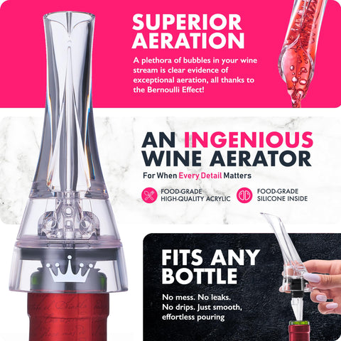 Gurgle action from Vinabon aerator signals air infusion.
