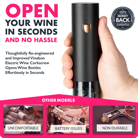 VINABON battery opens up to 100 bottles per charge