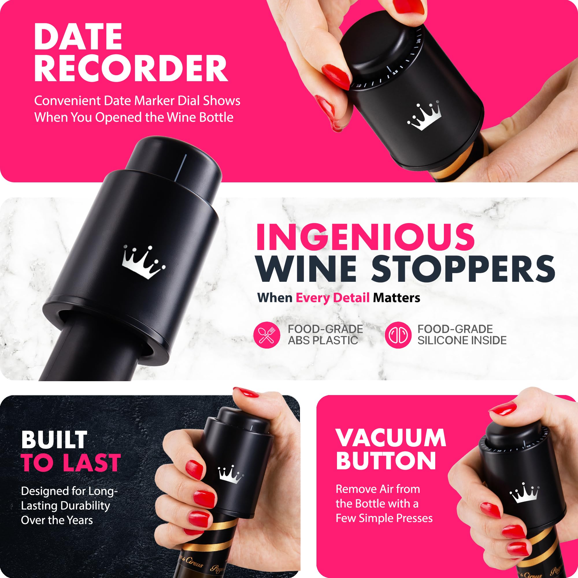 VINABON leak-proof-seal keeps wine fresh in horizontal storage.
