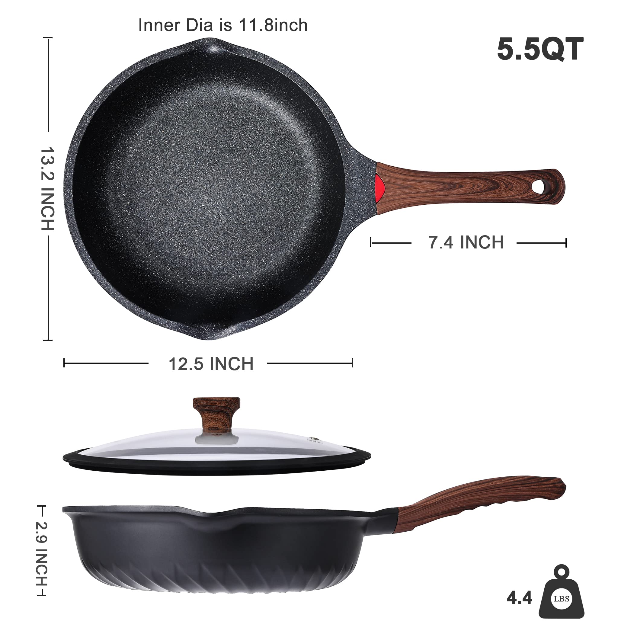Vinchef induction-compatible bottom enables versatile stove-top use.