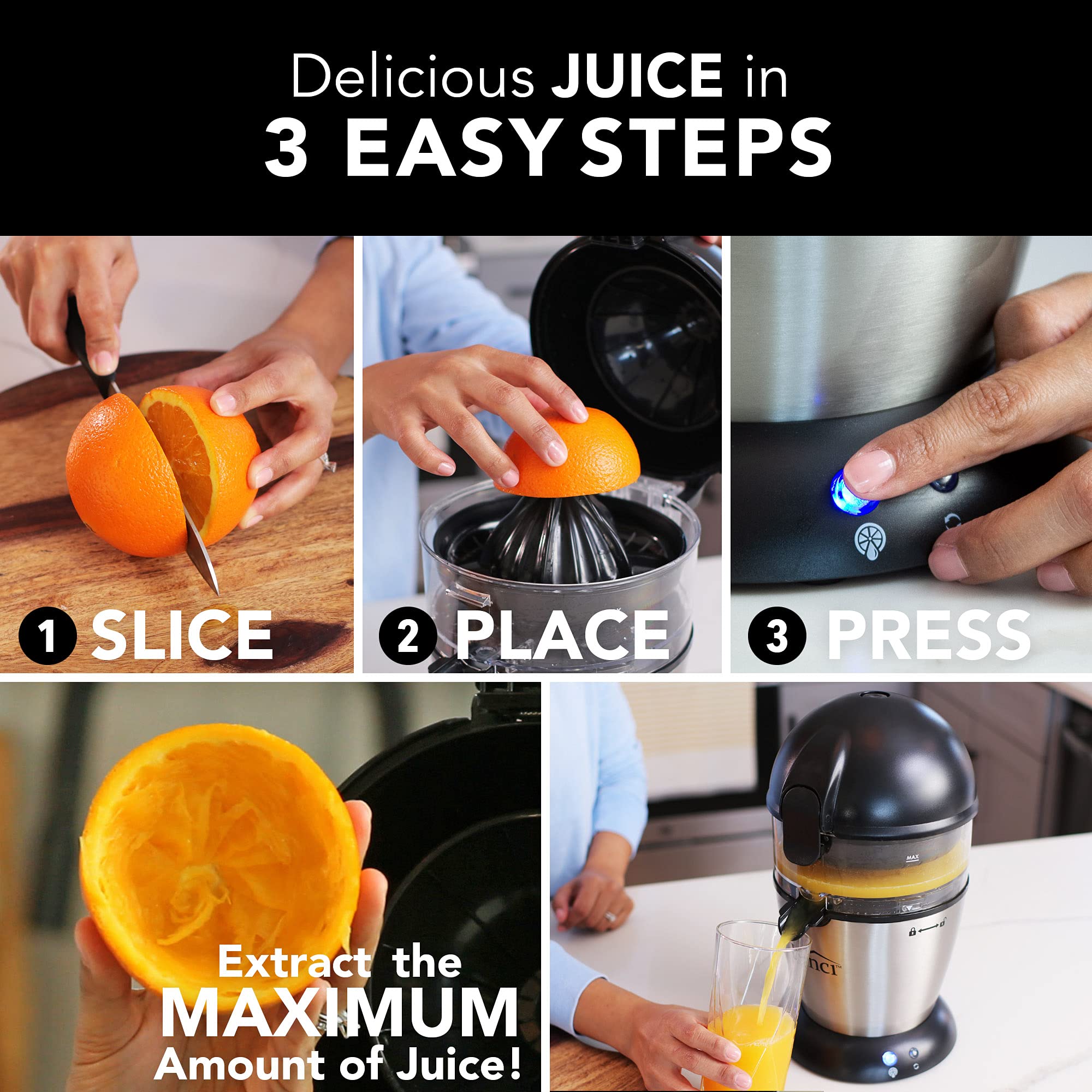 VINCI BPA-free Tritan juicer bowl preserves pure juice quality.