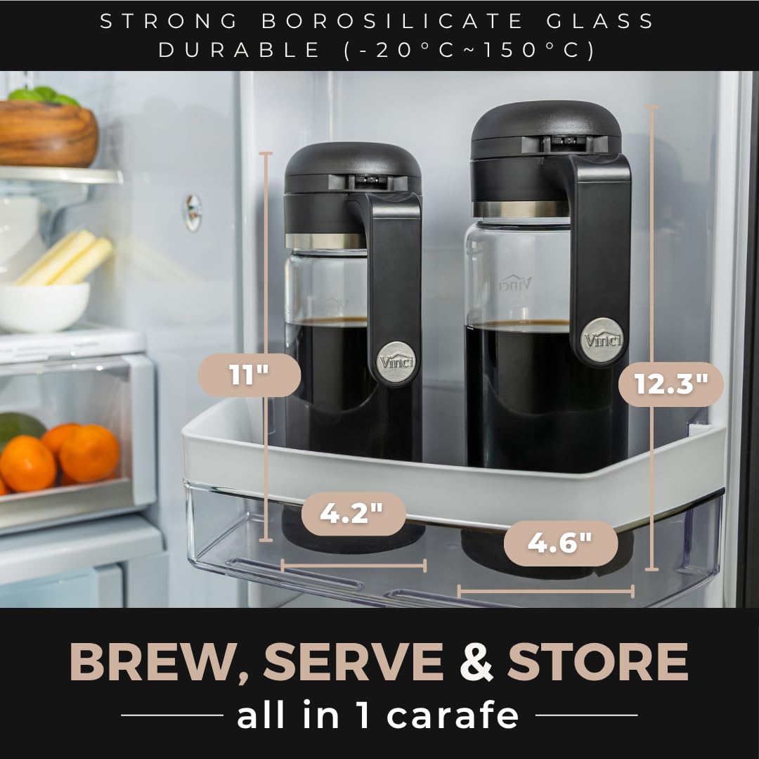 VINCI Cold Brew 360 compact design fitting in a refrigerator.