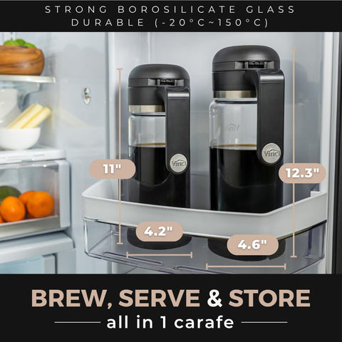 VINCI Cold Brew 360 compact design fitting in a refrigerator.