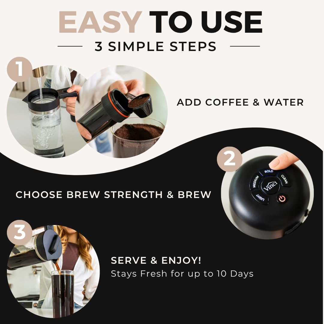 VINCI Express self-cleaning cycle flushing residual coffee for hygienic brewing.