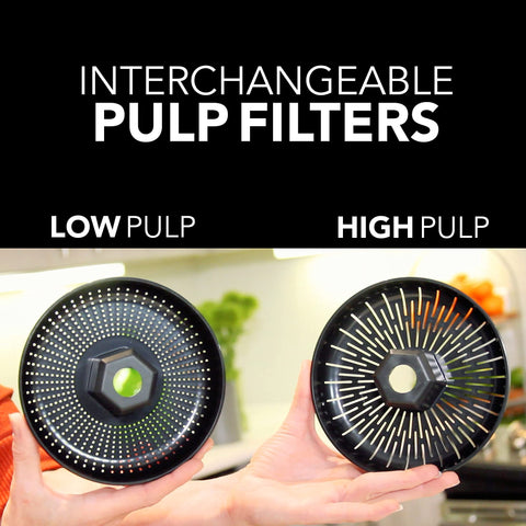 VINCI includes two pulp filters for customizable juice texture.