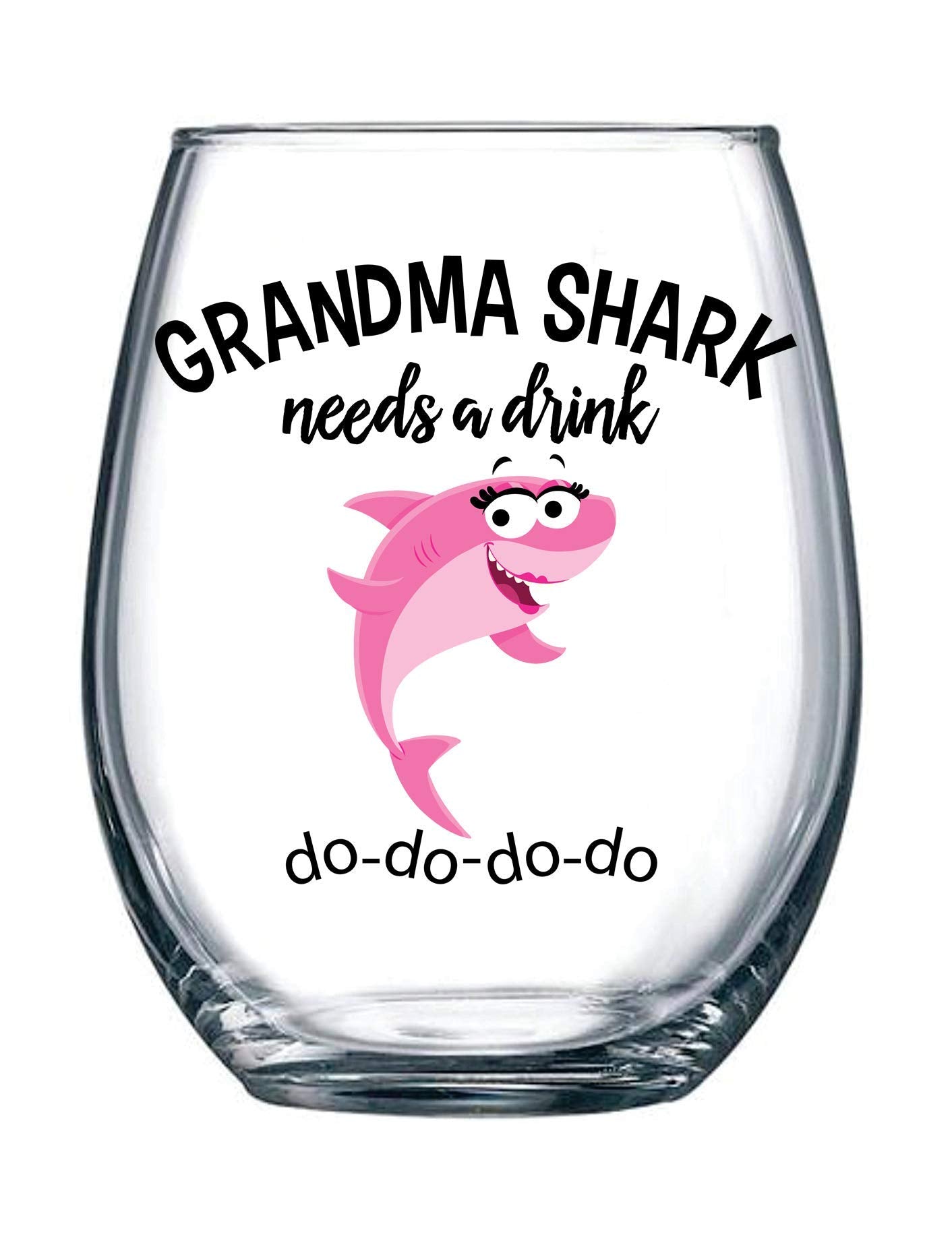 Vine Country grandma shark needs a drink stemless wine glass for celebrations.