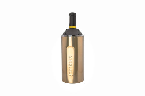 Vinglacé copper exterior wine bottle chiller keeps bottles cold without condensation