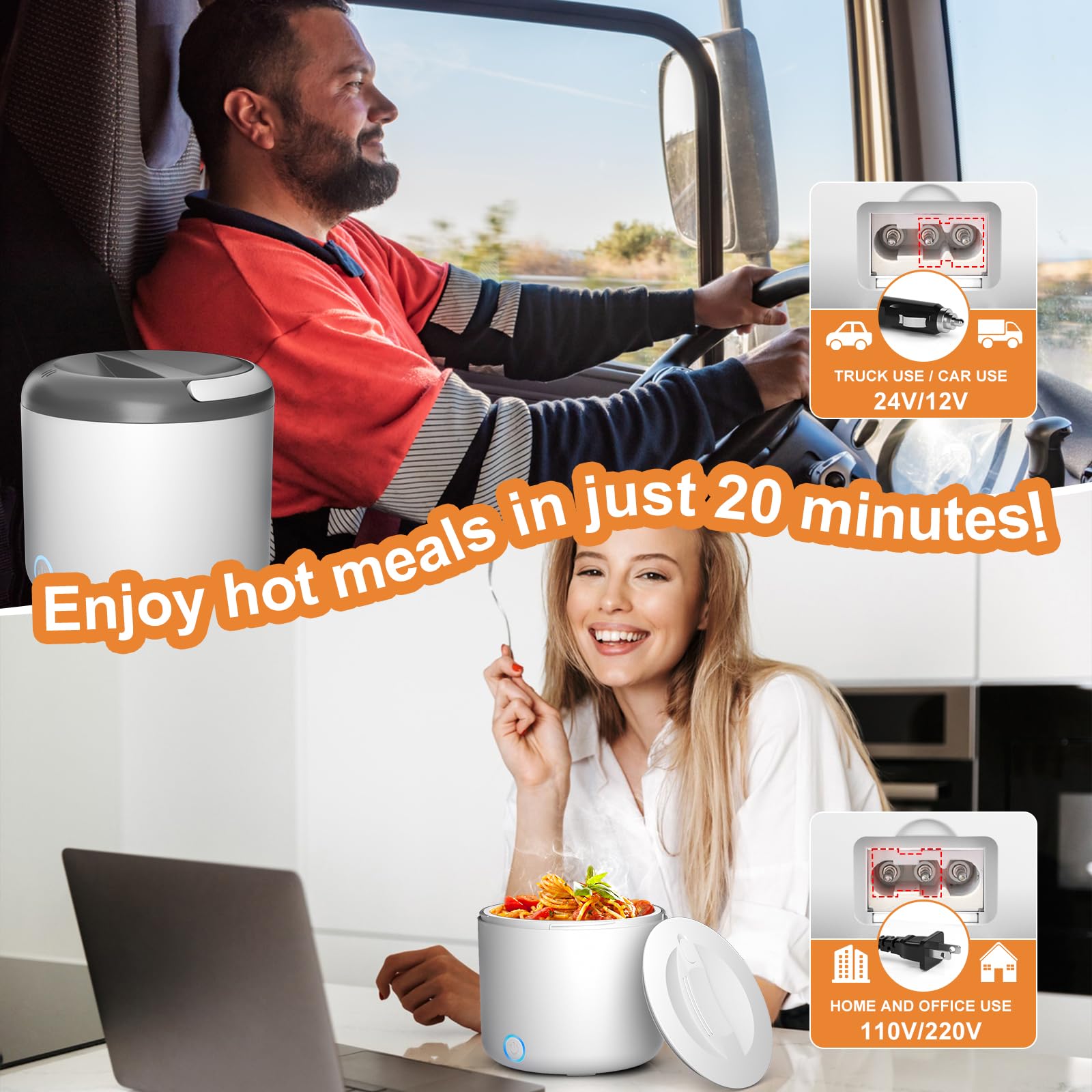 Vingud electric lunch box interior stainless steel container keeps flavors.