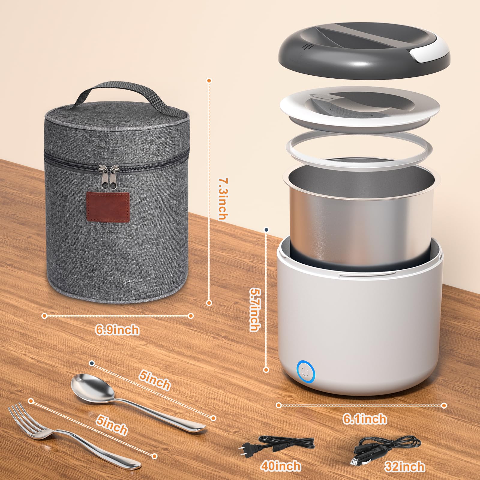 Vingud electric lunch box ideal for office and travel meals.